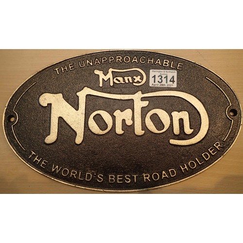 1314 - Cast iron Manx Norton sign, L: 33 cm. P&P Group 1 (£14+VAT for the first lot and £1+VAT for subseque... 