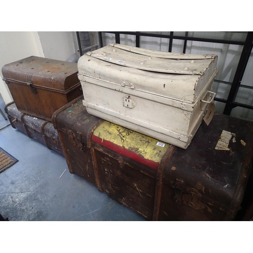 1486 - Selection of metal and wooden cased travel trunks. Not available for in-house P&P, contact Paul O'He... 