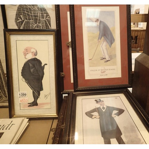 1399 - Selection of framed and glazed prints to include Spy example. Not available for in-house P&P, contac... 