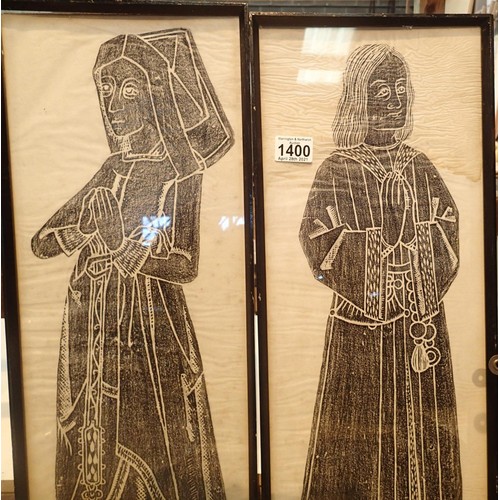 1400 - Two framed Church prints, inscribed to back Elizabeth Wakehouse C1450 Church of St Peter Ardingly Su... 