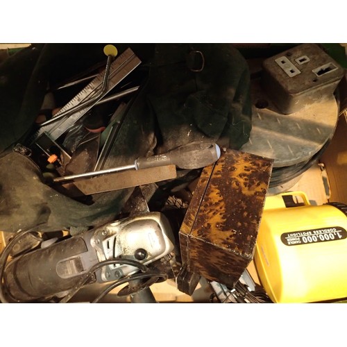 1620 - Box lot of assorted tools to include a craft angle grinder cordless spot light etc. Not available fo... 