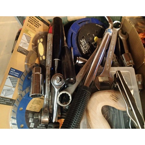 1643 - Assorted tools including Powercraft angle grinder, clamps etc. Not available for in-house P&P, conta... 