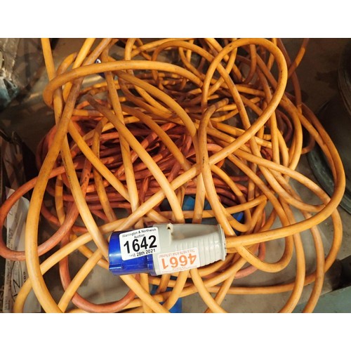 1642 - Two long lengths of 110 volt extension cable. Not available for in-house P&P, contact Paul O'Hea at ... 