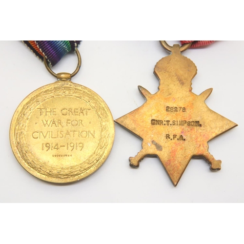 3226 - WWI Victory medal and star to 28278 GNR J Simpson RFA. P&P Group 1 (£14+VAT for the first lot and £1... 