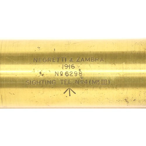 3055 - Negretti & Zambra, a British WWI brass sighting telescope no.4 mkIII, numbered 6298 and dated 1916 w... 