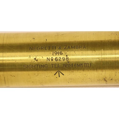 3055 - Negretti & Zambra, a British WWI brass sighting telescope no.4 mkIII, numbered 6298 and dated 1916 w... 