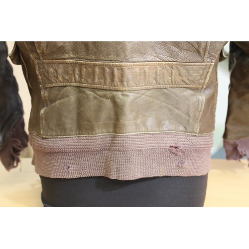 3081 - RP BALDRY, a period American Naval WWII G-1 leather  jacket with fur collar, satin lined with wool c... 