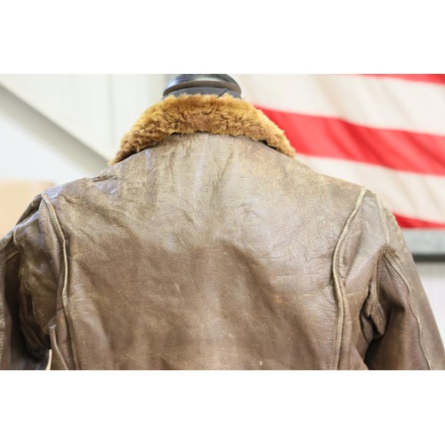 3081 - RP BALDRY, a period American Naval WWII G-1 leather  jacket with fur collar, satin lined with wool c... 