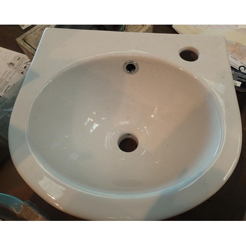 1546 - Small white ceramic bathroom sink. Not available for in-house P&P, contact Paul O'Hea at Mailboxes o... 