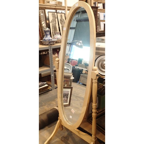 1358A - Pine framed cheval mirror. Not available for in-house P&P, contact Paul O'Hea at Mailboxes on 01925 ... 