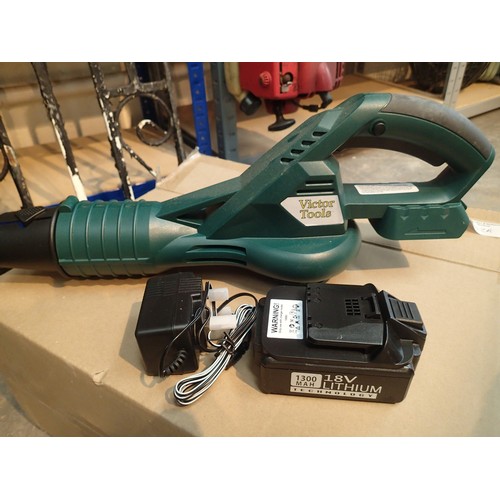 1542A - As new boxed Victor tools 18v leaf blower. Not available for in-house P&P, contact Paul O'Hea at Mai... 