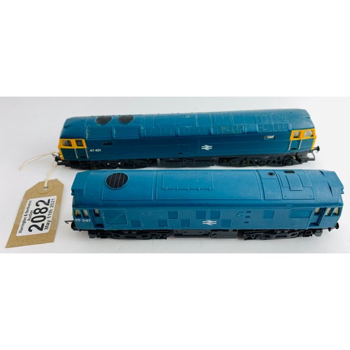 2082 - 2x Hornby BR Blue Diesel Locomotives (Unboxed) P&P Group 1 (£14+VAT for the first lot and £1+VAT for... 