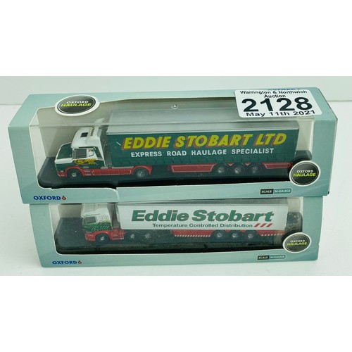 2128 - 2x Oxford Diecast N Gauge 'Eddie Stobart' HGV Models in Case/Box  - See Picture  P&P Group 1 (£14+VA... 