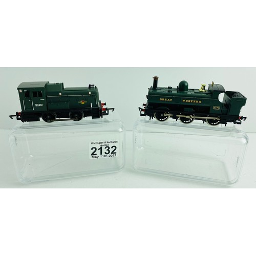 2132 - 2x Hornby OO Gauge Locomotives - D2412 06 Shunter & GWR Pannier - Unboxed, however in excellent cosm... 