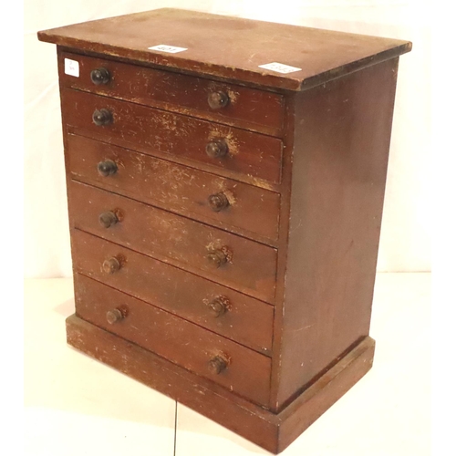 401 - Victorian walnut apprentice graduated chest of six drawers, 38 x 24 x 46 cm H. Not available for in-... 