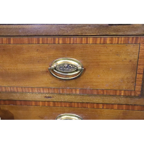 411 - Edwardian crossbanded inlaid bureau with fitted interior. Not available for in-house P&P, contact Pa... 