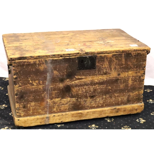 413 - A Victorian pine travellers chest of small proportions, 70 x 40 x 38 cm H/ Not available for in-hous... 