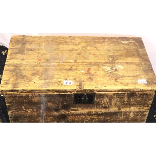 413 - A Victorian pine travellers chest of small proportions, 70 x 40 x 38 cm H/ Not available for in-hous... 