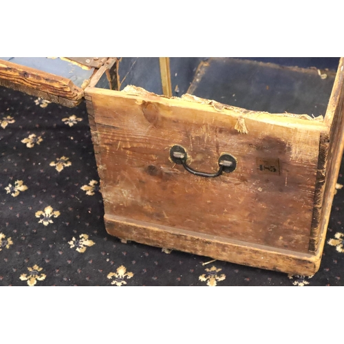 413 - A Victorian pine travellers chest of small proportions, 70 x 40 x 38 cm H/ Not available for in-hous... 