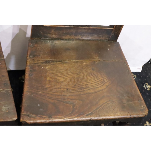 414 - Three 18th - 19th Century provincial oak chairs of varying design. Not available for in-house P&P, c... 