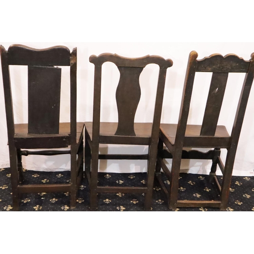 414 - Three 18th - 19th Century provincial oak chairs of varying design. Not available for in-house P&P, c... 