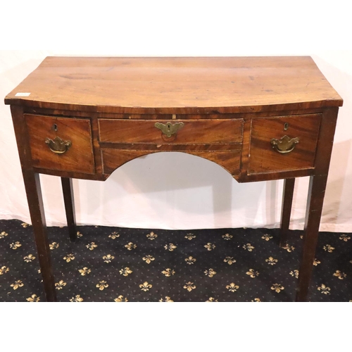 415 - George III inlaid walnut three drawer writing desk for restoration, 93 x 48 x 81 cm H and a dropleaf... 