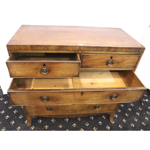 417 - George III walnut chest of two short over three graduated long drawers, with ebony escutcheons and i... 