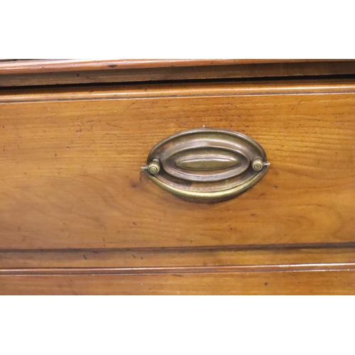 418 - Georgian walnut chest of two short, over three long drawers, with brass drop handles on bracket feet... 