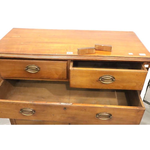 418 - Georgian walnut chest of two short, over three long drawers, with brass drop handles on bracket feet... 