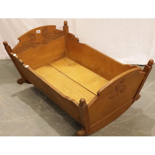 425 - Large oak rocking crib. Not available for in-house P&P, contact Paul O'Hea at Mailboxes on 01925 659... 