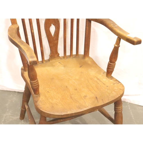 429 - 19th Century wheel-back country kitchen elbow chair. Not available for in-house P&P, contact Paul O'... 