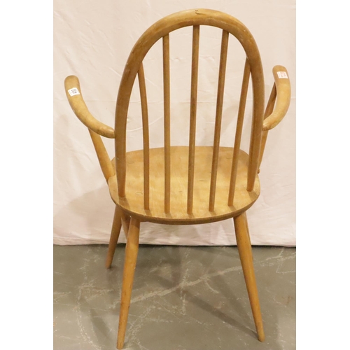 430 - Mid 20th Century Ercol light elm elbow chair. Not available for in-house P&P, contact Paul O'Hea at ... 