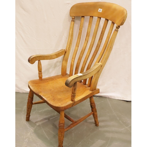 431 - A beech farmhouse kitchen chair. Not available for in-house P&P, contact Paul O'Hea at Mailboxes on ... 