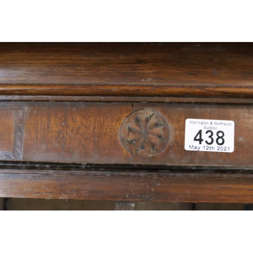 438 - George III Provincial oak bureau bookcase, the two door cupboard above fitted fall front desk and fo... 