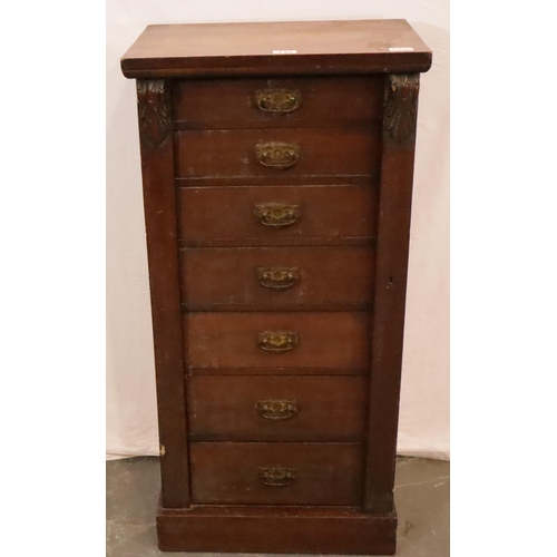 440 - A Victorian mahogany Wellington chest of seven graduate drawers, 51 x 36 x 104 cm H. Not available f... 