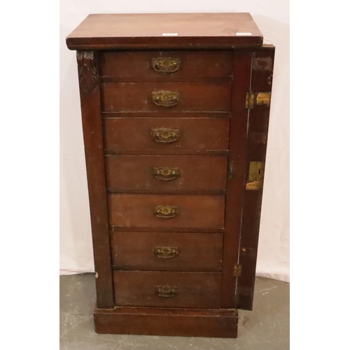 440 - A Victorian mahogany Wellington chest of seven graduate drawers, 51 x 36 x 104 cm H. Not available f... 