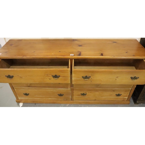 442 - A Victorian country pine sideboard/dresser base of six substantial drawers, 184 x 47 x 90 cm H. Not ... 