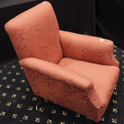 444 - Victorian re-upholstered armchair on tapering supports. Not available for in-house P&P, contact Paul... 