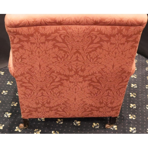 444 - Victorian re-upholstered armchair on tapering supports. Not available for in-house P&P, contact Paul... 