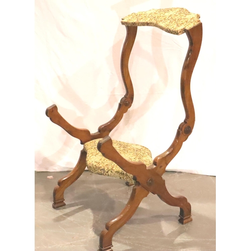 445 - An antique X frame metamorphic walnut Prayer chair. Not available for in-house P&P, contact Paul O'H... 