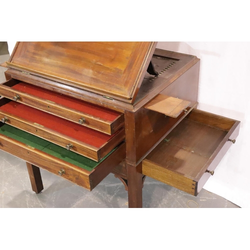 447 - Regency mahogany easel top library reading table with drawers and slides, 50 x 67 x 72 cm H. Not ava... 