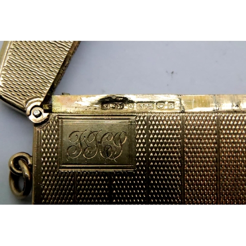 14 - Antique 1926 9ct gold vesta case by Thomas William Lack of Hatton Gardens, 22.3g. Good hinge and clo... 