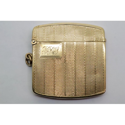 14 - Antique 1926 9ct gold vesta case by Thomas William Lack of Hatton Gardens, 22.3g. Good hinge and clo... 