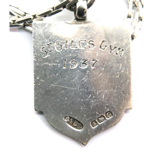 30 - Hallmarked silver fob and 925 silver neck chain, 16g. P&P Group 1 (£14+VAT for the first lot and £1+... 