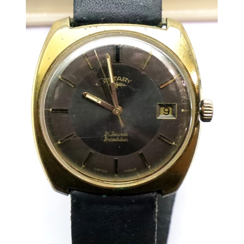 63 - Gents vintage Rotary Incabloc 21 jewels wristwatch in original box, working at lotting. P&P Group 1 ... 