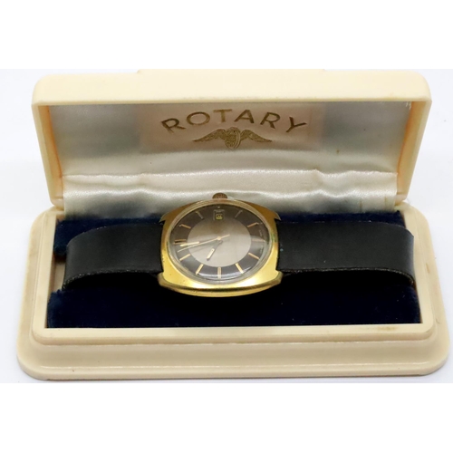 63 - Gents vintage Rotary Incabloc 21 jewels wristwatch in original box, working at lotting. P&P Group 1 ... 