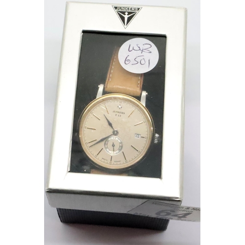 64 - Gents new old stock Junkers boxed fashion wristwatch. P&P Group 1 (£14+VAT for the first lot and £1+... 