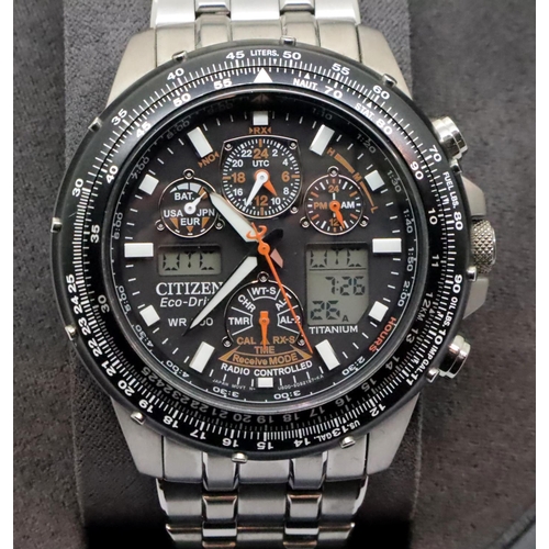 65 - New Citizen Eco Drive gents Skyhawk, Titanium watch, RRP £469.00. P&P Group 1 (£14+VAT for the first... 