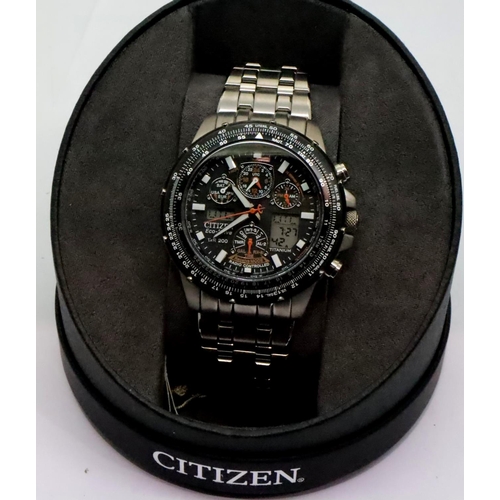 65 - New Citizen Eco Drive gents Skyhawk, Titanium watch, RRP £469.00. P&P Group 1 (£14+VAT for the first... 