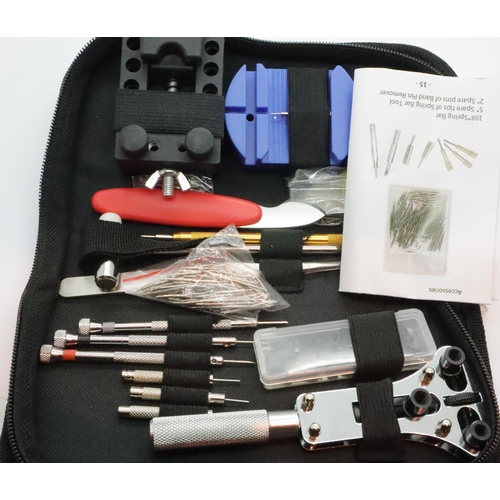 1062 - Cased 144 piece watch repair kit including link remover. P&P Group 1 (£14+VAT for the first lot and ... 